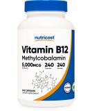 Nutricost Methylcobalamin Vitamin B12 5000mcg 240 Capsules - Vegetarian Non-GMO Gluten Free Supplement - Buy Online on GoSupps.com