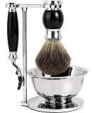 Grutti Raziet Traditional Shaving Set for Men - Kunst Fiber Brush Stainless Steel Razor Shell Chrome-Plated Stand Triple Blades - Perfect Gift - Buy Online on GoSupps.com