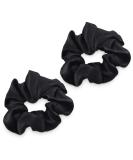 Buy Navaris Silk Hair Scrunchies - 2-Part Set | Durable Hair Ties for Ponytails & Braids - Black - Buy Online on GoSupps.com