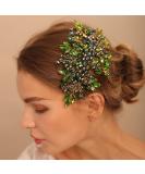 Jumwrit Rhinestone Wedding Hair Comb - Handmade Bridal Headpiece for Women - Green Wedding Hair Accessories - Buy Online on GoSupps.com