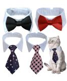 Pets Dog Cat Bowtie Set - Adjustable Formal Necktie Collar for Cats & Small Dogs - Grooming Accessories in Pink/Black - 4 Pieces - Buy Online on GoSupps.com
