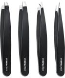 Utopia Care Professional Stainless Steel Tweezers Set - 4-Piece Precision Set for Ingrown Hair, Facial Hair, Splinter, Blackhead, Tick Remover (Black) - Buy Online on GoSupps.com