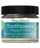 Viva Doria Fluoride Free Natural Toothpaste - Peppermint (3 oz Glass jar) Refreshes Mouth  Freshens Breath  Keeps Teeth and Gum Healthy - Buy Online on GoSupps.com
