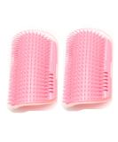 Bobozhong Cat Brush Set - 2 Large Self-Grooming Brushes for Cats | Wall Corner Cat Groomer with Catnip & Screws - Pink & Red - Buy Online on GoSupps.com