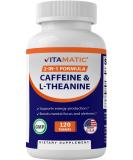 Vitamatic L-Theanine 200mg with Caffeine 100mg - Nootropic Supplement for Focused Energy | 120 Vegetarian Tablets - International Shipping Available - Buy Online on GoSupps.com