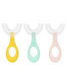 Vicloon 3Pcs Kids U-Shaped Toothbrush Set for Toddlers and Children (2-6 Years) | Oral Cleaning with Food Grade Silicone Brush Head | Blue, Pink, Yellow - Buy Online on GoSupps.com