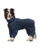 Geyecete Waterproof Rain Coat for Dogs - Reflective Full Wrap Jacket with Dishes Hole for Large Medium & Small Dogs - Navy Blue - Buy Online on GoSupps.com