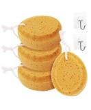Bath Sponge Set - 4 Exfoliating Shower Sponges with 2 Adhesive Hooks for Adults and Kids - Buy Online on GoSupps.com