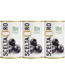 Scelta Oro - Spanish Pitted Black Olives in Brine (350g Pack of 3) | Packed in Italy - Buy Online on GoSupps.com