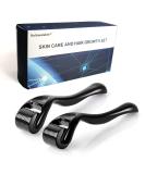 Rollnewskin Derma Roller for Beard Hair Skin Face 2Pack (0.5mm+1.0mm) 540 Titanium microneedle - Self Care Gifts for Men and Women Facial Skin Care Tools (0.5+1.0)mm - Buy Online on GoSupps.com