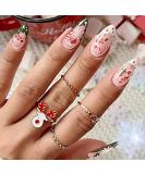 Vatocu Christmas False Nails - Short Red Press on Nails with Snowflakes, Elk, and Snowman Designs - 24pcs for Women and Girls - Buy Online on GoSupps.com