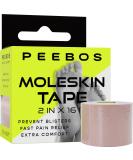 Peebos Moleskin Tape - Blister Prevention & Foot Padding - 2in x 16ft Water Resistant Hypoallergenic Athletic Tape for Running Hiking Walking - Single Roll - Buy Online on GoSupps.com