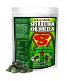 Spirulina Chlorella Cracked Cell Wall Super 50-50 Super-Pack 1,000 Tablets - Raw Organic Gluten-Free Non-GMO Green Superfood. High Protein, Chlorophyll & nucleic acids. No preservatives, No fillers - Buy Online on GoSupps.com