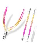 Gold Pink Cuticle Trimmer Set - Nail Scraper, Dead Skin Clipper, Cuticle Nipper for Fingernails and Toenails - Buy Online on GoSupps.com