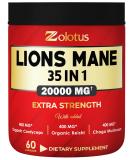 35-in-1 Lions Mane Mushroom Capsules | 20000mg with Cordeyceps, Reishi, Elderberry, Ashwagandha, Panax Ginseng | Focus, Memory, Brain Support Supplement | Immune & Energy Pills - Buy Online on GoSupps.com