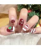 Christmas False Nails Set - Red Nude Snowflakes Xmas Press On Nails for Women (24pcs) - Buy Online on GoSupps.com