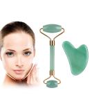 Jade Roller & Gua Sha Set Face Roller Massage Tool for Face Eyes Neck Skin Care Routine Facial Beauty Skincare Massager Tool Gifts for Women Relieve Fine Lines and Wrinkles (Green) Green Rollers set - Buy Online on GoSupps.com