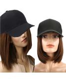 Iluu light brown short straight bob wig with hat 9 "short art hair extensions with a planned adjustable black baseball cap for women bobo-23cm light brown - Buy Online on GoSupps.com