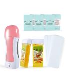 Roll-On Wax Hair Removal Kit with Honey Soft Wax Cartridges & Non-Woven Strips - Portable Pink Wax Heater for Women & Men - Depilatory Waxing Roller Set - Buy Online on GoSupps.com