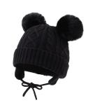 XIAOHAWANG Warm Kids Beanie - Winter Knitted Baby Hat for Boys Girls - Black Pompom - 0-6 Months - Buy Online on GoSupps.com
