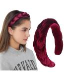 LEBENSWERT Velvet Braided Headband for Women - Vintage Wide Hairband in Wine Red | Traditional Fashion Accessories - Buy Online on GoSupps.com