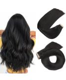 Hotlulana 14-inch Natural Black Tape Extensions - 100% Real Hair 40pcs Invisible Skin Weft 80g | Premium Quality Hair Extensions - Buy Online on GoSupps.com