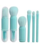Travel Makeup Brush Set - 4 in 1 Retractable Portable Brushes with Holder | Multifunctional Blue Makeup Brush Kit - Buy Online on GoSupps.com