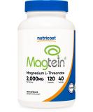 Nutricost Magnesium L-Threonate 2000mg - Magtein Supplement, 120 Capsules - Non-GMO, Gluten-Free, Vegetarian Friendly - Buy Online on GoSupps.com