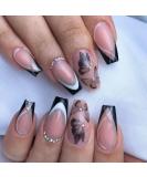 Medium Length Coffin Nude Butterfly Glitter Press on Nails - 24Pcs/Set - Buy Online on GoSupps.com