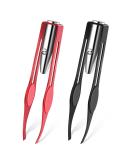 2 pieces tweezers with LED light hair removal illuminated tweezers make -up tweezette with light tools for men women precision eyebrows eyebrows stainless steel tweezers black red - Buy Online on GoSupps.com