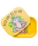 Btch Don't Kill My Vibe Sloth Rolling Tray with Magnetic Lid - Funny Cute Small Metal Tray - 7'' x 5.5 - Buy Online on GoSupps.com