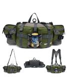Multifunctional Military Style Belt Pocket with Bottle Holders | Waterproof Ruck Bag Shoulder Bag for Hiking Travel & Camping - Army Green - Buy Online on GoSupps.com
