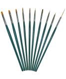 10-Piece Professional Nail Art Brush Set - High-Quality Green Gel & Acrylic Brushes for One Stroke & Nail Modeling - Buy Online on GoSupps.com