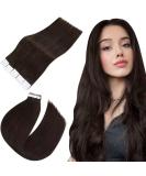 EASYOUTH Darkest Brown Tape in Human Hair Extensions 16 Inch - 20Pcs 40g #2 - Buy Online on GoSupps.com
