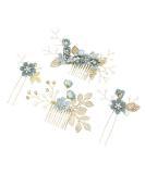 4 Pieces Gold Wedding Hair Comb Pearl Bridal Hair Accessories Rhinestone Bridal Jewelry Comb Hair Clip for the Bride Bridesmaid - Green - Buy Online on GoSupps.com