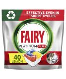 Fairy Platinum Plus Dishwasher Tablets 40 Lemon, Anti-Dull Tech, Rinse Aid Action - 40 Count-Pack - Unscented - Buy Online on GoSupps.com