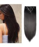 8PCS Clip in Hair Extensions - Jet Black 24inch Synthetic Hair Piece for Full Head - Buy Online on GoSupps.com