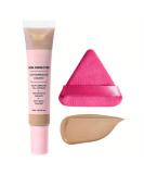 CC Cream Bb Cream Foundation Skin Tone Adjusting Matte Colour Correcting Brightening Face Cream Full Coverage Foundation Anti-Redness with Triangle Powder Puff Set (Sand) - Buy Online on GoSupps.com