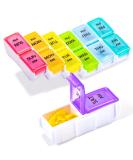 7-Day Pill Box with Multi-Language Labels | Portable AM PM Pill Organizer | Transparent Rainbow Lids - Perfect for Travel | 8 cm | International Shipping Available - Buy Online on GoSupps.com