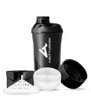 Amityunion 700ml Protein Shaker - Leak-Proof BPA Free With Powder Compartment & Sieve Scale for Whey & BCAA Shakes - Black Fitness Cup - Buy Online on GoSupps.com