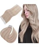 Easyouth Remy Tape in Hair Extensions Ash Blonde Highlight Real Human Hair 12 Inch #18P613 - 20Pcs 30g - Buy Online on GoSupps.com