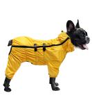 Minezi High Collar Waterproof Raincoat Set for Dogs - Reflective Strips & Zippers - Medium Yellow (Back Long: 37-40cm) - Ideal for All Breeds - Buy Online on GoSupps.com