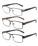 JJWELL 3 Pack Blue Light Blocking Metal Reading Glasses for Men - Anti Glare, Reduce Eyestrain, Headache Relief - UV Blocking, Spring Hinge, Blue Light Readers - Gunmetal Black/Brown - 2.00x Magnification - Buy Online on GoSupps.com