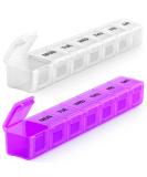 2 Pack Weekly Extra Large Pill Organizer, BUG HULL XL Daily Pill Box, 7 Day Pill Case Oversize Daily Medicine Organizer for Vitamins, Cod-Liver Oil, Supplements (White+Purple) - Buy Online on GoSupps.com