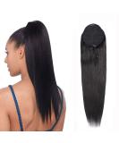 Ponytail Human Hair Extension - 12 Straight Drawstring Ponytail in Natural Black for Women - Buy Online on GoSupps.com