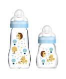 MAM Baby Glass Bottles 2 Pack - Feel Good from Birth (170ml & 260ml) - Safe & Stylish Blue Feeding Bottles for Babies - Buy Online on GoSupps.com