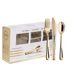 N9R 300PCS Gold Plastic Silverware - Gold Plastic Cutlery Set Disposable Flatware Dinnerware -100 Gold Forks, 100 Gold Spoons, 100 Gold Knives for Party, Birthday, Wedding Gold Utensils - Buy Online on GoSupps.com