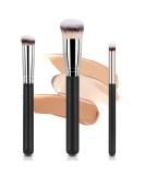 AOOWU 3Pcs Makeup Brush Premium Foundation Brush Concealer Brush Flat Top Foundation Brush for Liquid Makeup Multifunctional Face Brush for Liquid Cream Blending Buffing Powder Cosmetics 3 pcs - Silver black - Buy Online on GoSupps.com