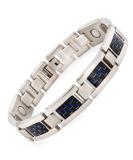 N+Nitrolube Titan Magnetic Arm Band for Men - Strong Magnetism & Field Therapy for Arthritis - Blue Coal Fiber - 22cm Silver - Buy Online on GoSupps.com