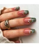 Brishow 24pcs Artificial Press-on Nails with Flower Designs | Sparkle Ballerina Acrylic False Nails for Women & Girls - International Shipping Available - Buy Online on GoSupps.com